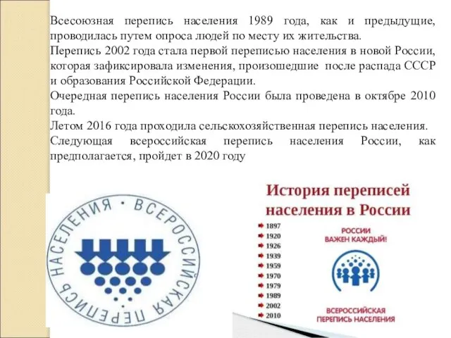 Всесоюзная перепись населения 1989 года, как и предыдущие, проводилась путем опроса людей