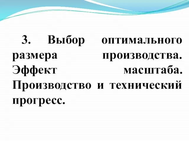 3. Выбор оптимального размера производства. Эффект масштаба. Производство и технический прогресс.