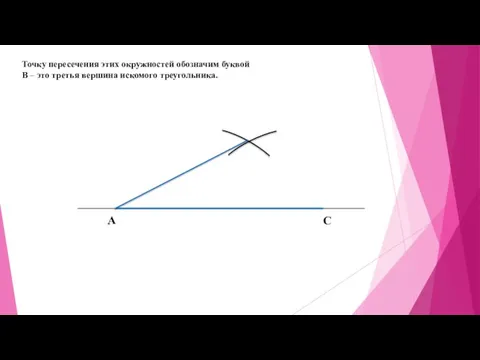 А С Точку пересечения этих окружностей обозначим буквой В – это третья вершина искомого треугольника.
