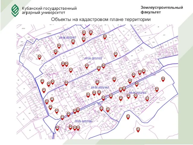 Землеустроительныйфакультет Объекты на кадастровом плане территории