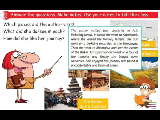 Which places did the author visit? What did she do/see in each?