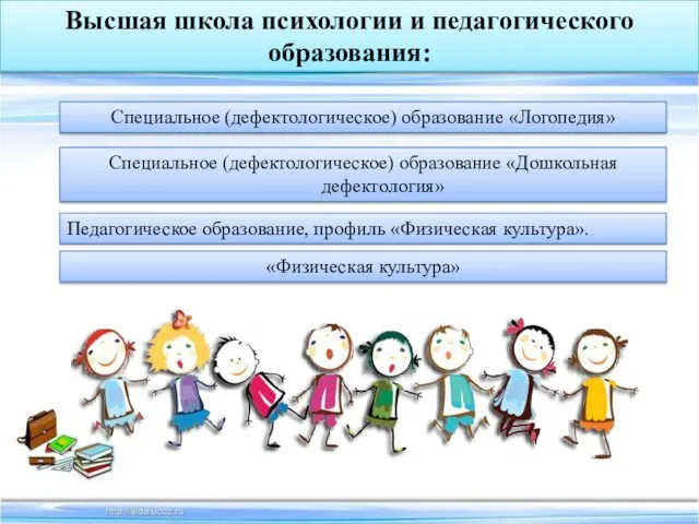 Высшая школа психологии и педагогического образования: Специальное (дефектологическое) образование «Логопедия» Специальное (дефектологическое)