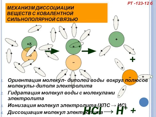 + - + - + - + - МЕХАНИЗМ ДИССОЦИАЦИИ ВЕЩЕСТВ С