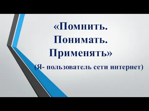 (Я- пользователь сети интернет) «Помнить. Понимать. Применять»