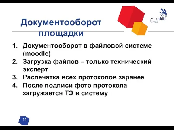 Документооборот площадки Документооборот в файловой системе (moodle) Загрузка файлов – только технический