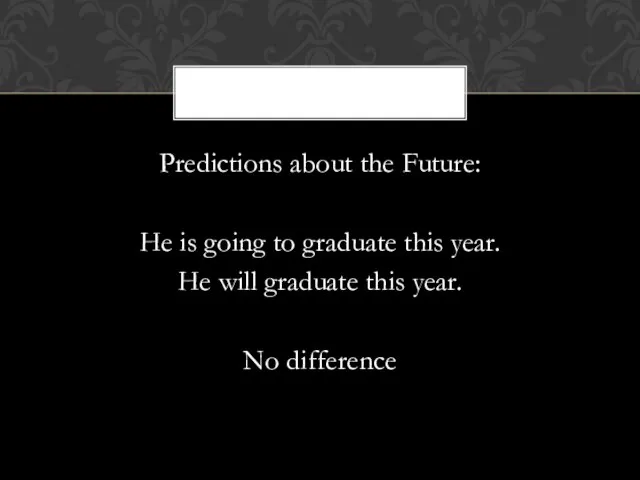 Predictions about the Future: He is going to graduate this year. He