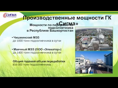 Чишминский МЭЗ до 1000 тонн подсолнечника в сутки Маячный МЭЗ (ООО «Элеватор»)