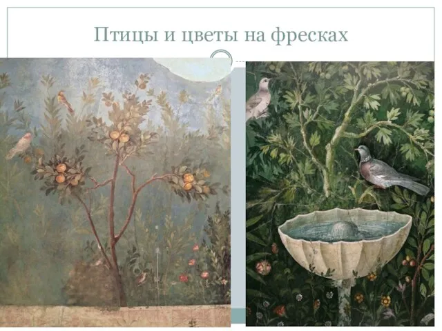 Птицы и цветы на фресках