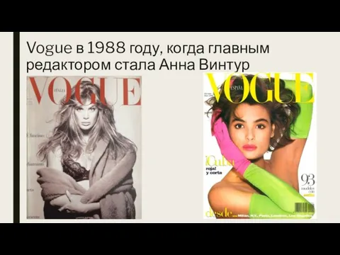 Vogue в 1988 году, когда главным редактором стала Анна Винтур