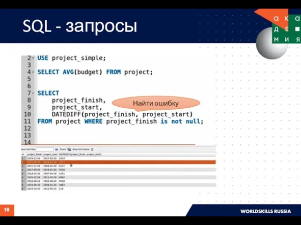 SQL - запросы Найти ошибку