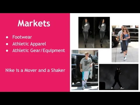 Markets Footwear Athletic Apparel Athletic Gear/Equipment Nike is a Mover and a Shaker