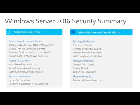 Windows Server 2016 Security Summary 