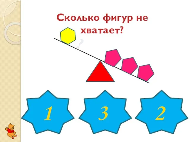 Сколько фигур не хватает? ? 1 3 2