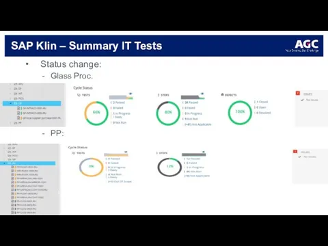 SAP Klin – Summary IT Tests Status change: Glass Proc. PP: