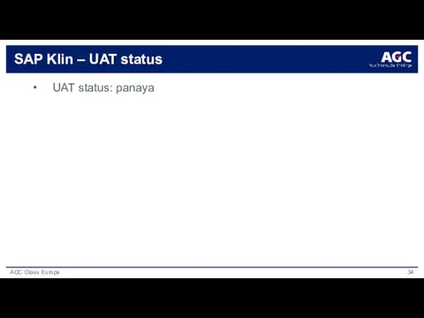 SAP Klin – UAT status UAT status: panaya