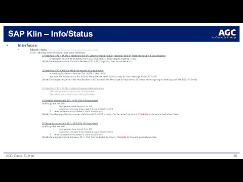 SAP Klin – Info/Status Interfaces: Master data => IT will start working
