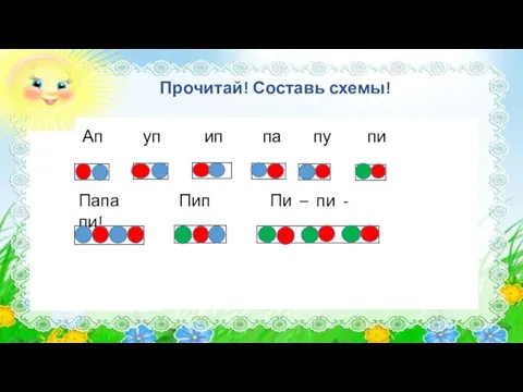 Прочитай! Составь схемы! Ап уп ип па пу пи Папа Пип Пи – пи - пи!