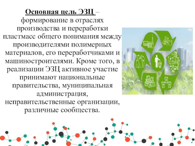 Основная цель ЭЗЦ – формирование в отраслях производства и переработки пластмасс общего