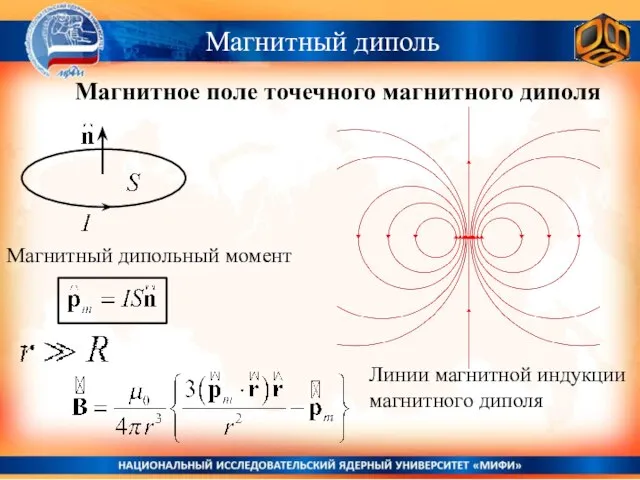 Магнитный диполь Магнитное поле точечного магнитного диполя Магнитный дипольный момент Линии магнитной индукции магнитного диполя