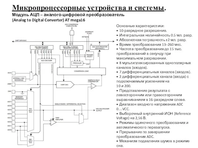 Микропроцессорные устройства и системы. Модуль АЦП – аналого-цифровой преобразователь (Analog to Digital