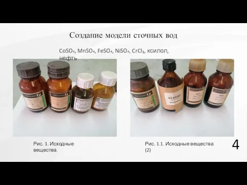 Создание модели сточных вод 4 Рис. 1. Исходные вещества. Рис. 1.1. Исходные