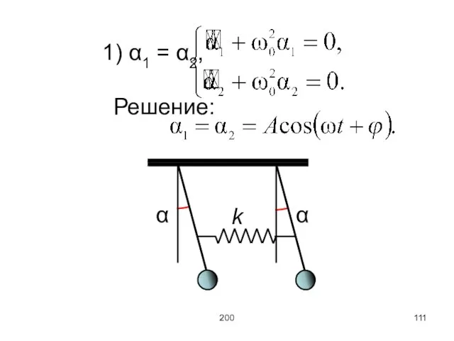 200 1) α1 = α2, Решение: