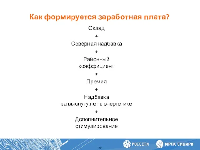 Как формируется заработная плата? Повышение производительности труда Оклад + Северная надбавка +