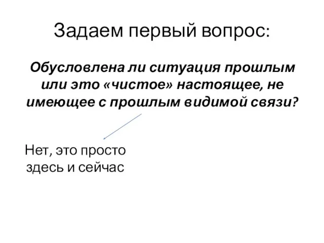 Задаем первый вопрос: Обусловлена ли ситуация прошлым или это «чистое» настоящее, не