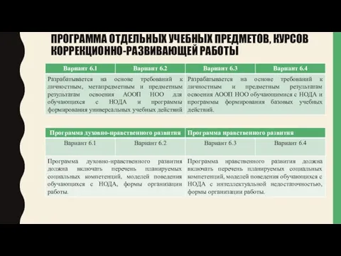 ПРОГРАММА ОТДЕЛЬНЫХ УЧЕБНЫХ ПРЕДМЕТОВ, КУРСОВ КОРРЕКЦИОННО-РАЗВИВАЮЩЕЙ РАБОТЫ