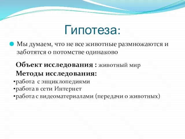 Гипотеза: Мы думаем, что не все животные размножаются и заботятся о потомстве