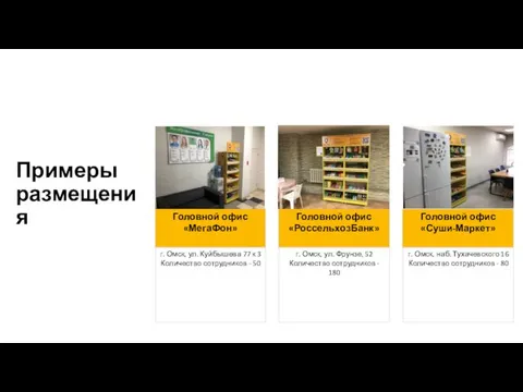Примеры размещения Головной офис «МегаФон» г. Омск, ул. Куйбышева 77 к 3