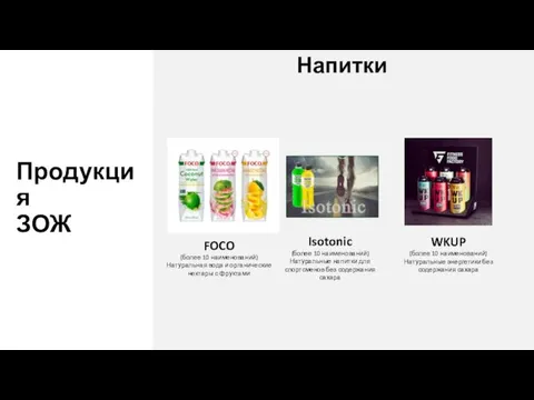 Продукция ЗОЖ Напитки FOCO (более 10 наименований) Натуральная вода и органические нектары