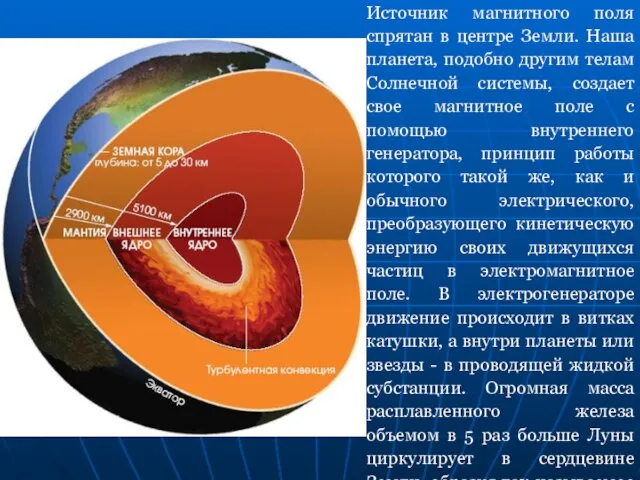 Источник магнитного поля спрятан в центре Земли. Наша планета, подобно другим телам