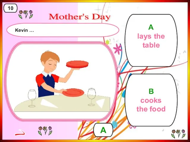 B cooks the food A lays the table A > 10 Mother's Day Kevin …