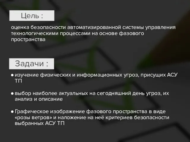 Цель : оценка безопасности автоматизированной системы управления технологическими процессами на основе фазового