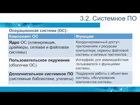 3.2. Системное ПО Операционная система (ОС):