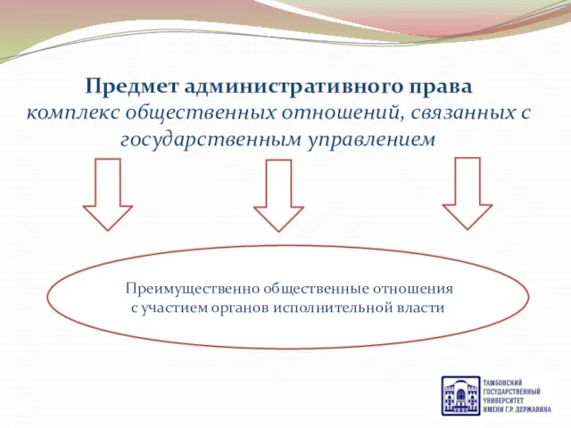 Предмет административного права комплекс общественных отношений, связанных с государственным управлением Преимущественно общественные