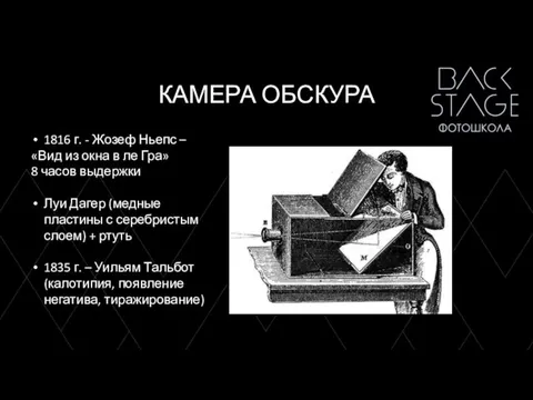 КАМЕРА ОБСКУРА 1816 г. - Жозеф Ньепс – «Вид из окна в