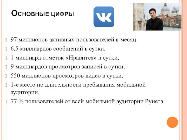 Основные цифры 97 миллионов активных пользователей в месяц. 6.5 миллиардов сообщений в