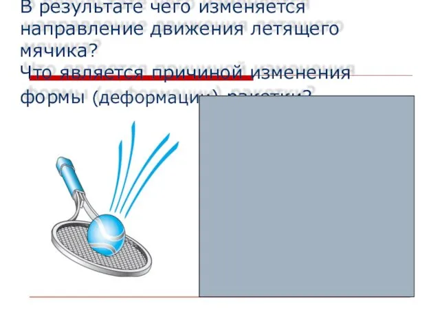 В результате чего изменяется направление движения летящего мячика? Что является причиной изменения