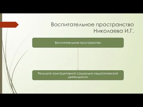 Воспитательное пространство Николаева И.Г. Воспитательное пространство Результат конструктивной социально-педагогической деятельности