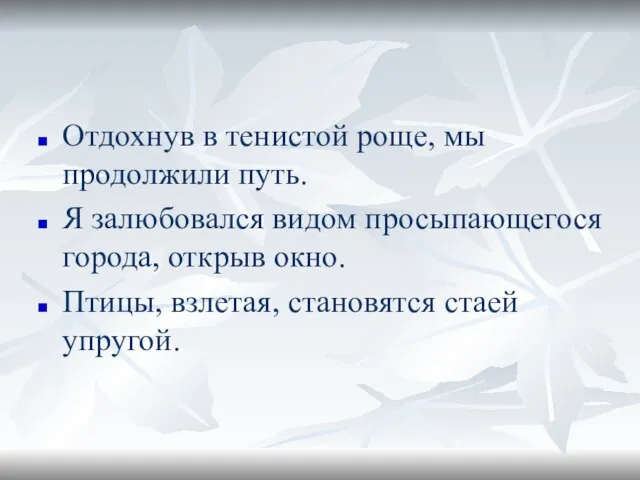 Отдохнув в тенистой роще, мы продолжили путь. Я залюбовался видом просыпающегося города,