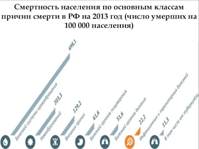 Смертность населения по основным классам причин смерти в РФ на 2013 год
