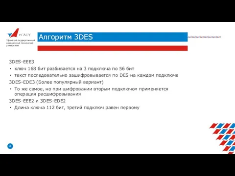 У Г А Т У Алгоритм 3DES Уфимский государственный авиационный технический университет