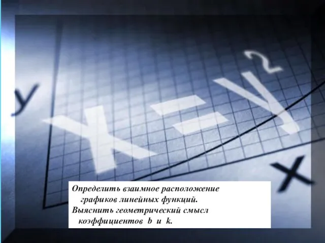 . Определить взаимное расположение графиков линейных функций. Выяснить геометрический смысл коэффициентов b u k.