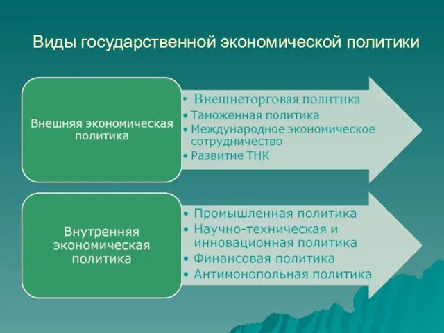 Виды государственной экономической политики