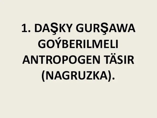 1. DAŞKY GURŞAWA GOÝBERILMELI ANTROPOGEN TÄSIR (NAGRUZKA).