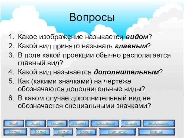 Вопросы Какое изображение называется видом? Какой вид принято называть главным? В поле