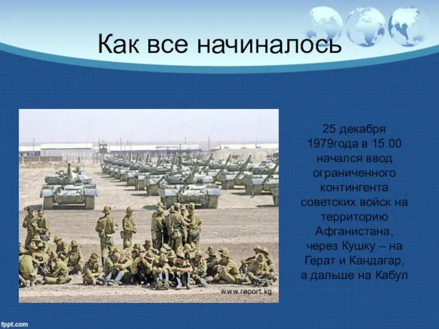 Как все начиналось 25 декабря 1979года в 15.00 начался ввод ограниченного контингента