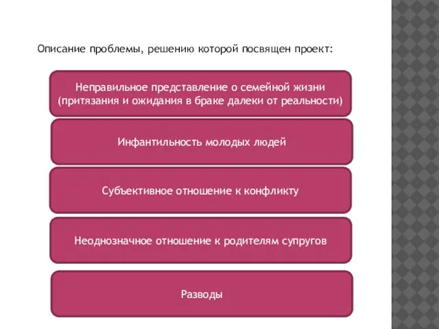 Описание проблемы, решению которой посвящен проект: Инфантильность молодых людей Субъективное отношение к